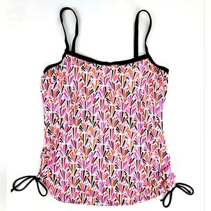 Womens Size 14 Tankini Swim Top Multicolor Adjustable Straps